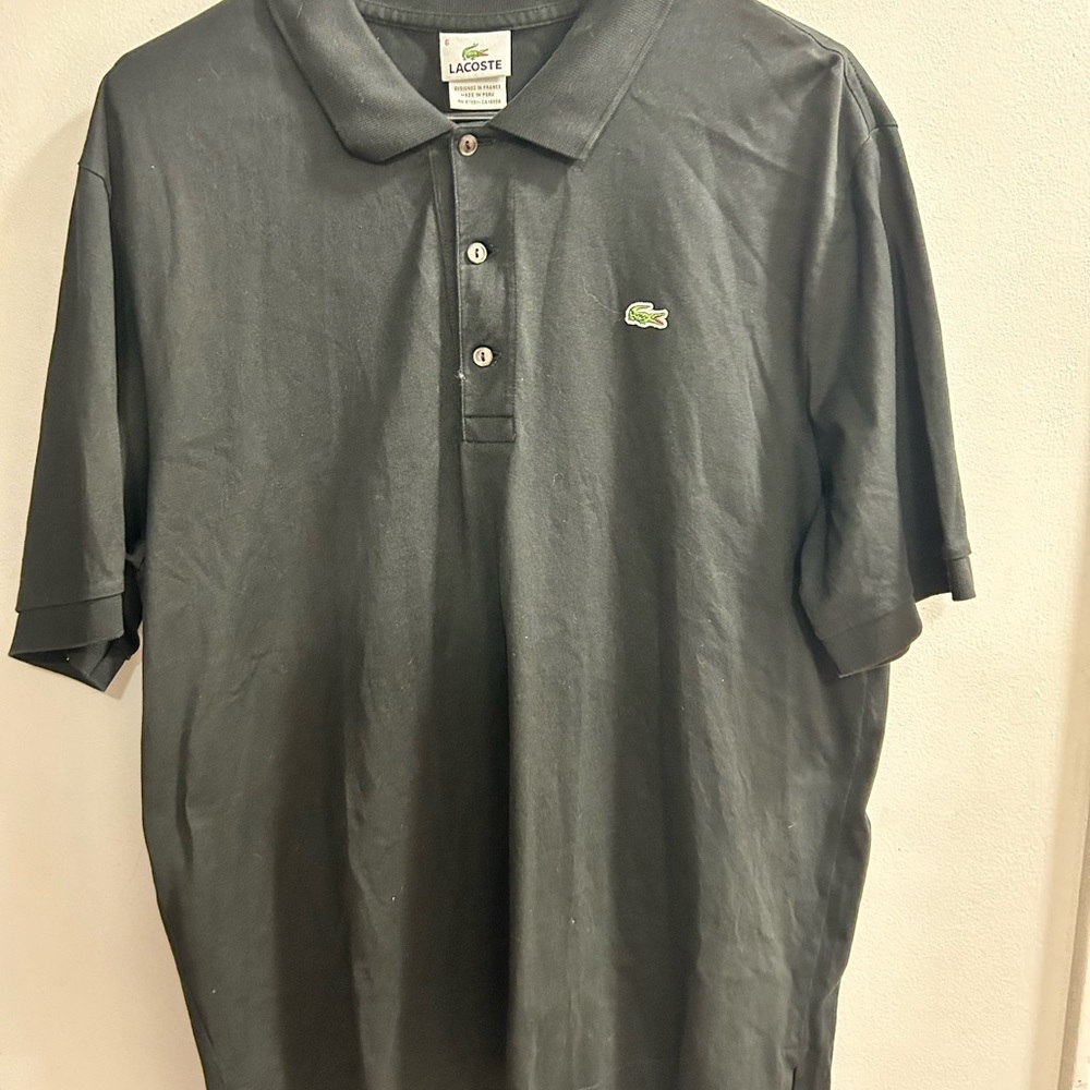 Lacoste Men's Black Short Sleeve Polo Shirt Classic Fit Size 6‎
